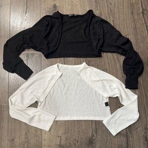 Dazy Bolero Shrug Crop Sweater Bundle Size Small Women White And Black set of 2